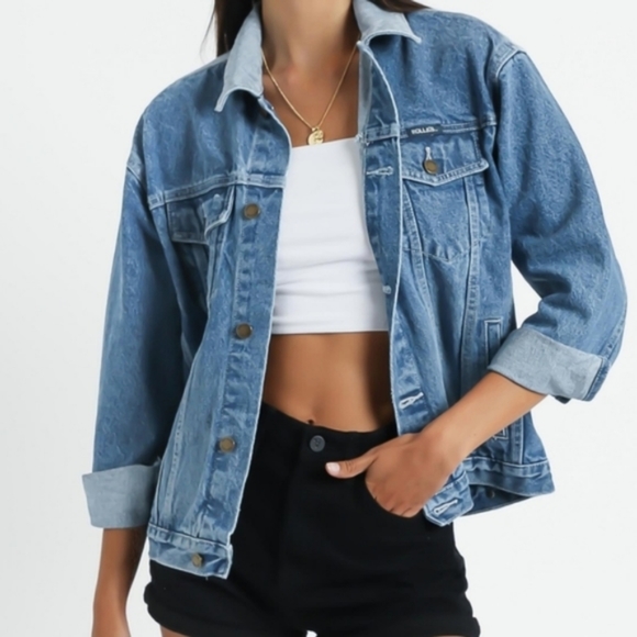 Rollas Jean Denim Jacket in Tumbled Blue - Picture 2 of 12